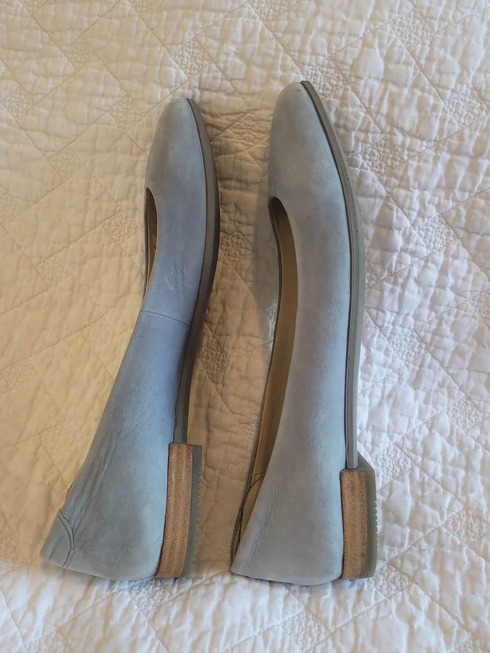 Ecco Light Pale Blue Pointed-Toe Ballet Flats Euro Sz 36